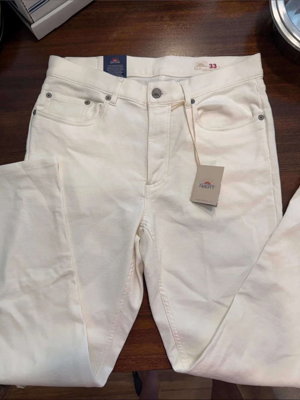 Faherty Slim Jeans in Off-White